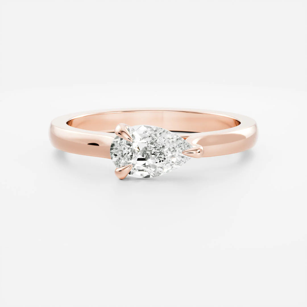 lab grown east west pear diamond cathedral engagement ring IGI certified USA