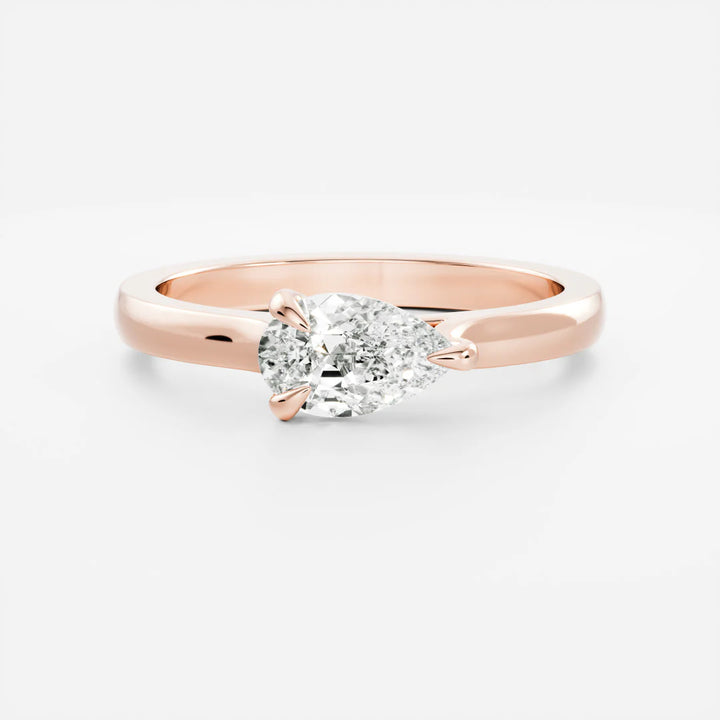 lab grown east west pear diamond cathedral engagement ring IGI certified USA