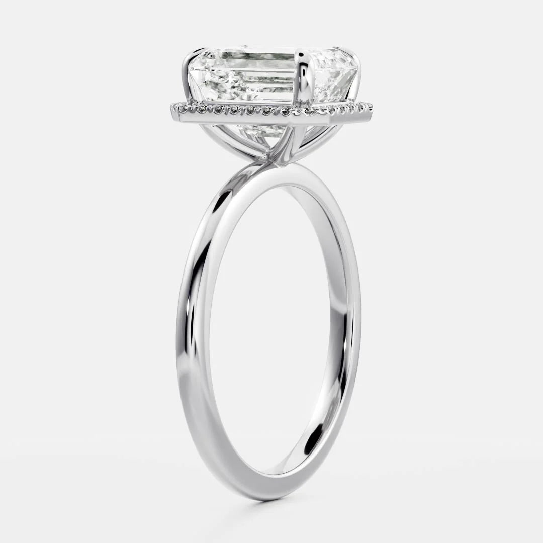 emerald cut halo engagement ring solitaire lab diamond USA 1ct