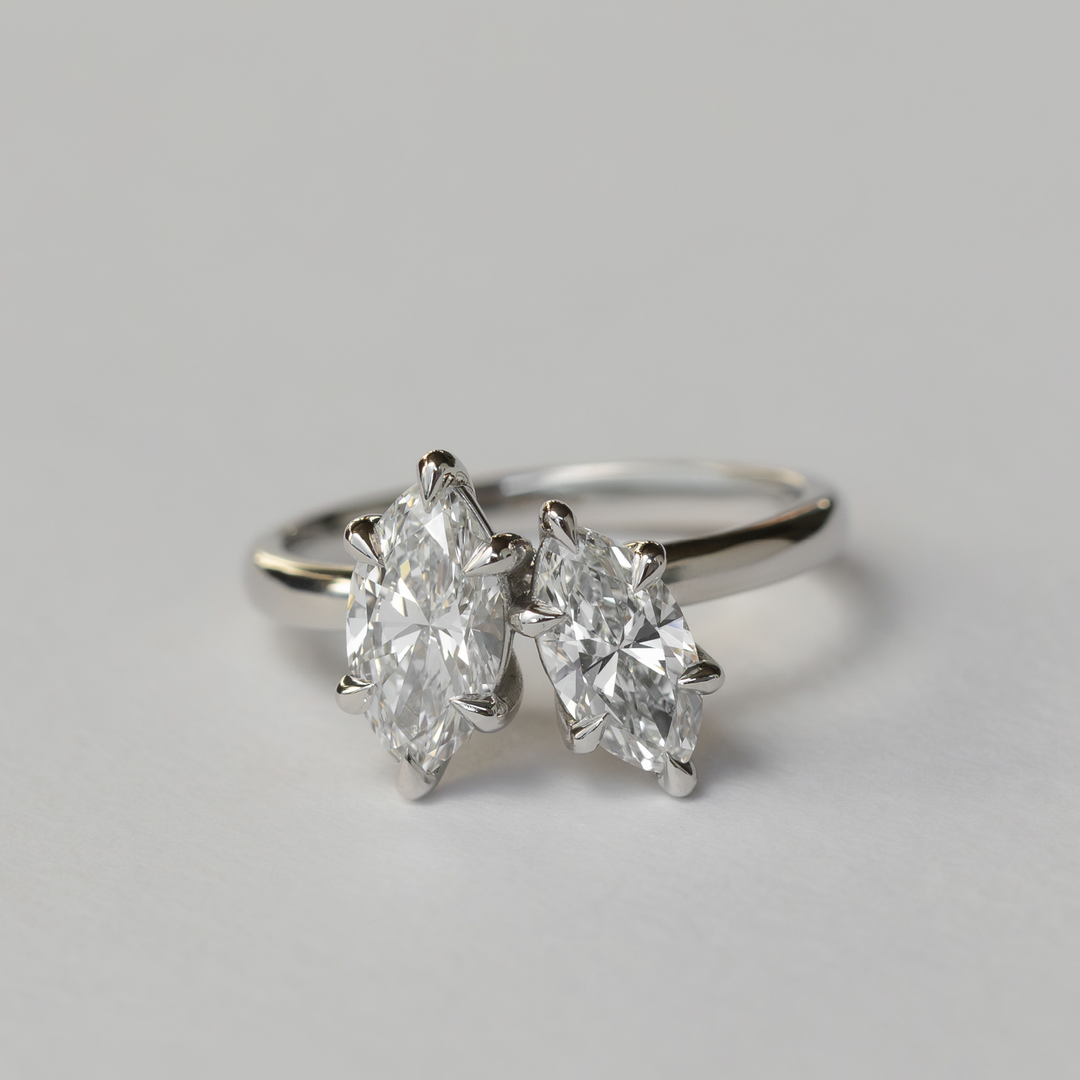minimalist marquise toi et moi engagement ring lab diamond USA 1ct