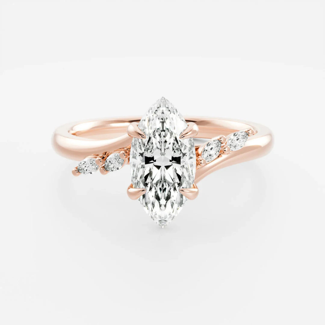 lab grown marquise diamond cluster engagement ring E/VS1 IGI certified