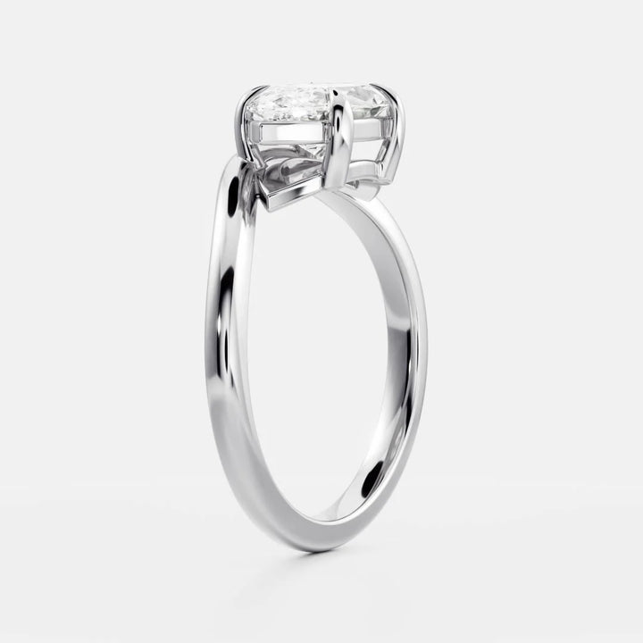 horizontal marquise curved solitaire engagement ring lab grown diamond USA