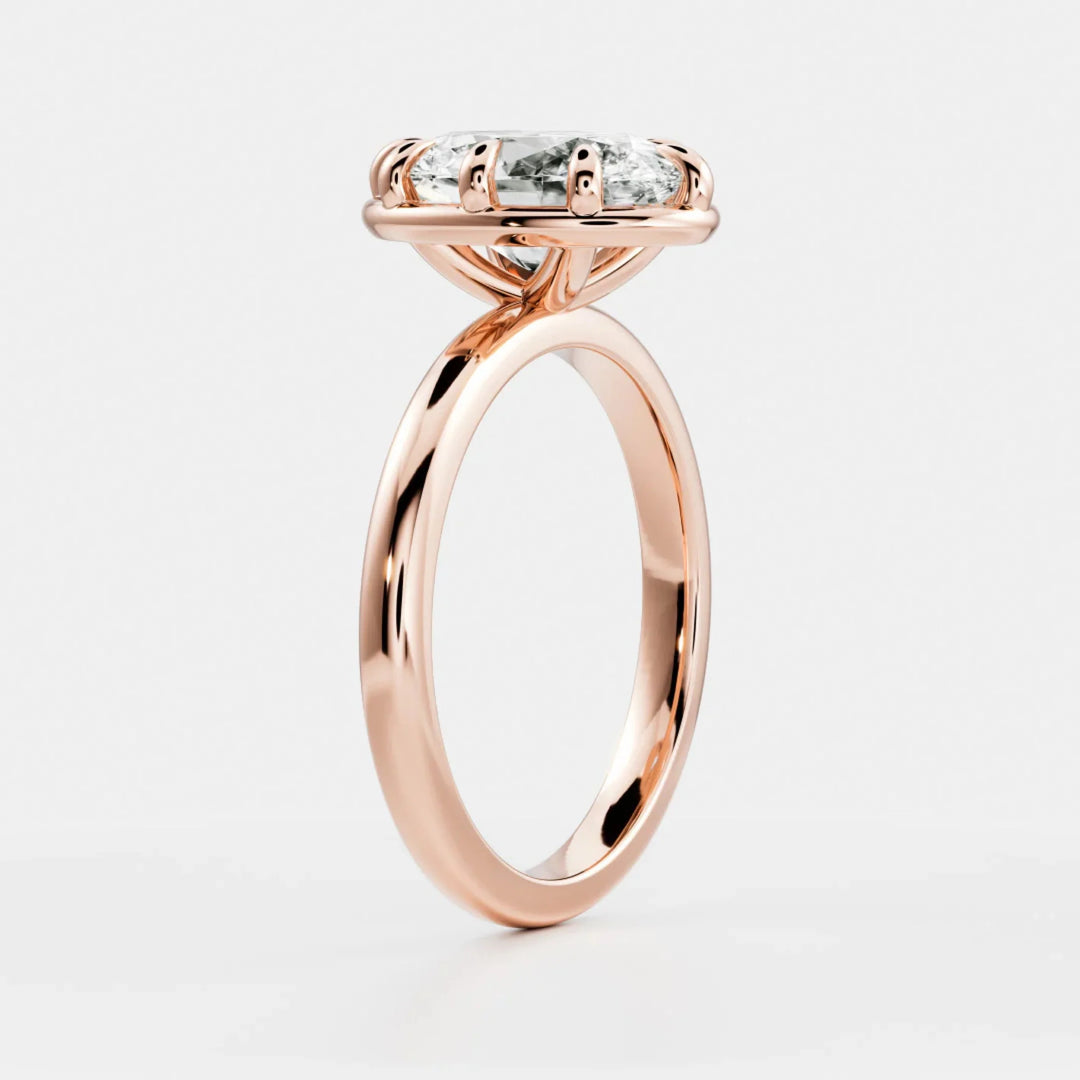 lab grown oval diamond engagement ring bezel set solitaire USA