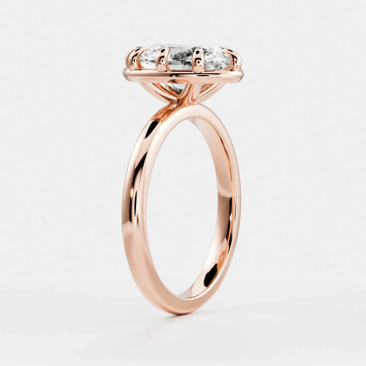 lab grown oval diamond engagement ring bezel set solitaire USA