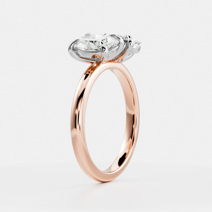 minimalist oval toi et moi engagement ring lab diamond USA 1ct