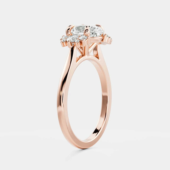 lab grown oval diamond cluster engagement ring IGI certified 2ct