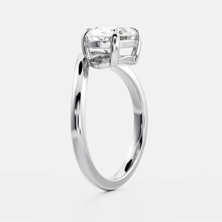 horizontal oval curved solitaire engagement ring lab grown diamond USA