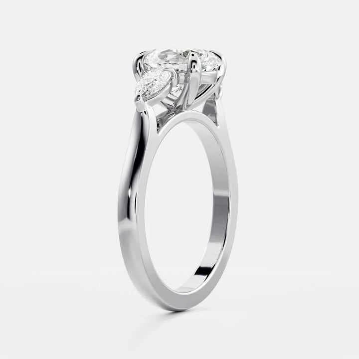 lab grown oval diamond three stone ring IGI certified USA