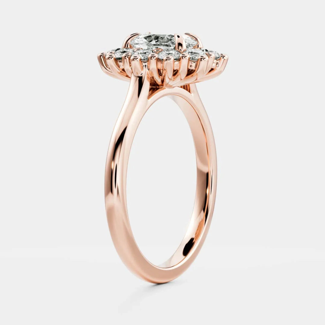 lab grown oval diamond halo cluster ring IGI certified USA