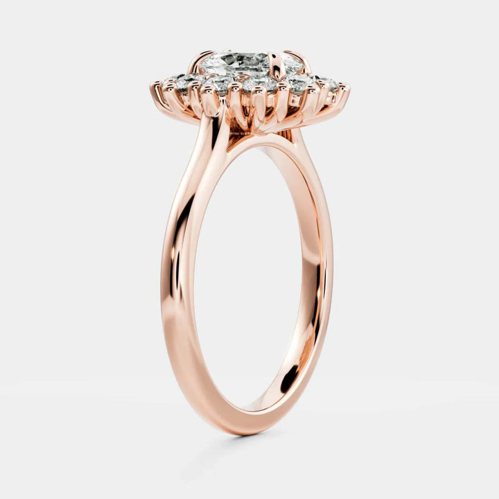 lab grown oval diamond halo cluster ring IGI certified USA