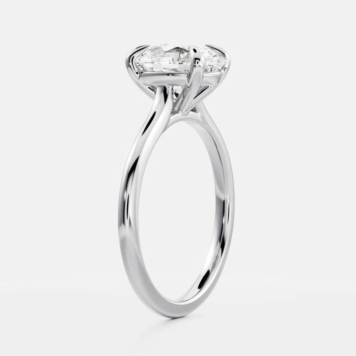 minimalist oval cathedral engagement ring IGI certified lab diamond USA