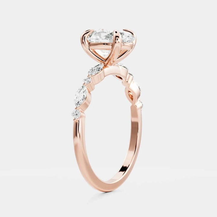 lab grown oval diamond distance pave ring IGI certified USA
