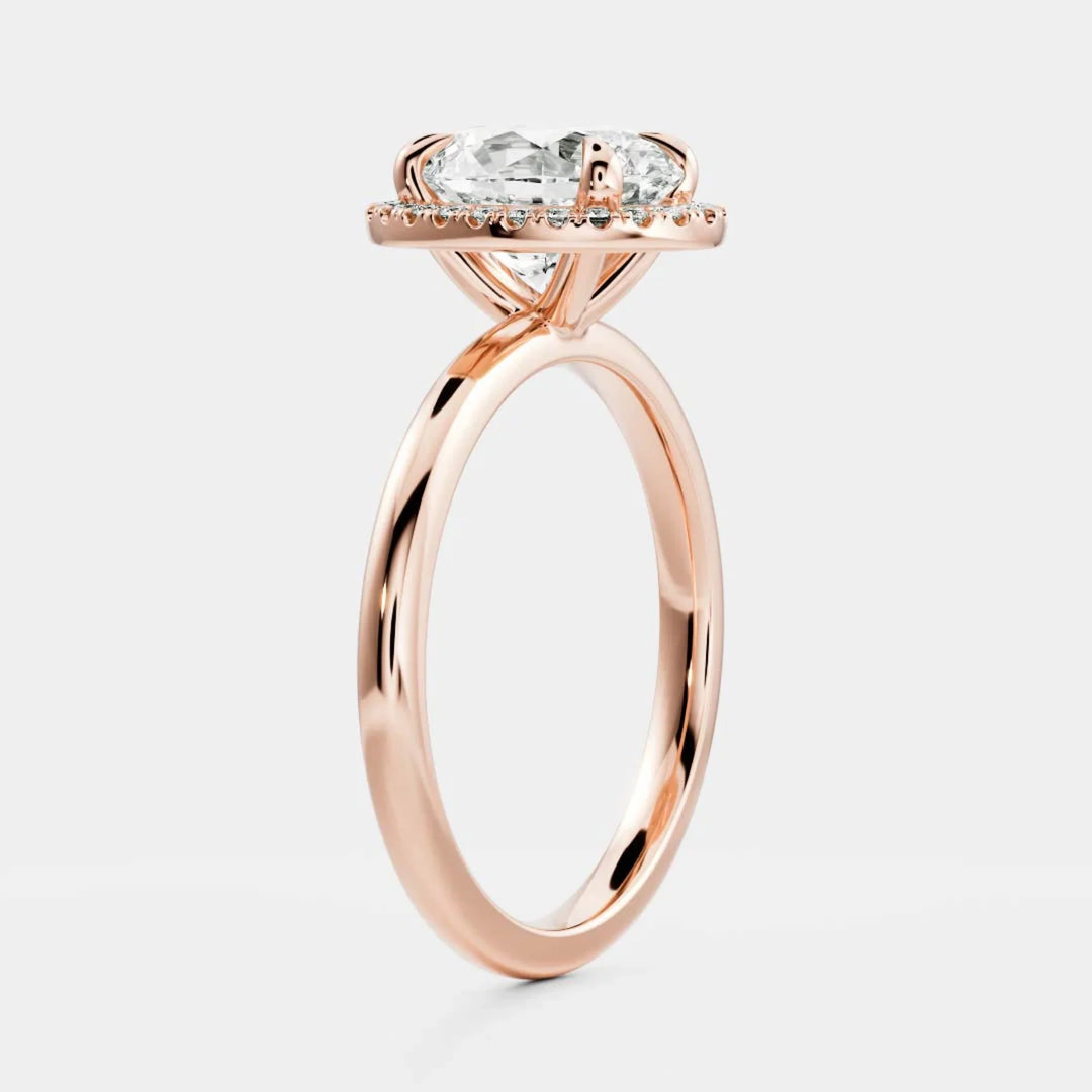 lab grown oval diamond halo ring IGI certified USA