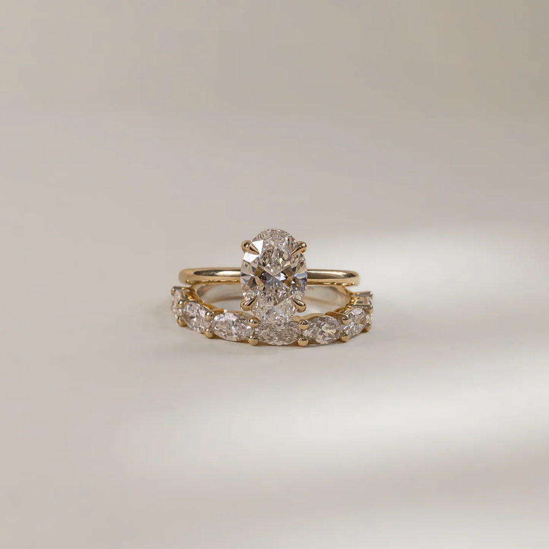 minimalist oval solitaire ring lab grown diamond 2ct USA