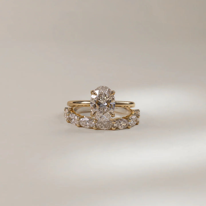 minimalist oval solitaire ring lab grown diamond 2ct USA