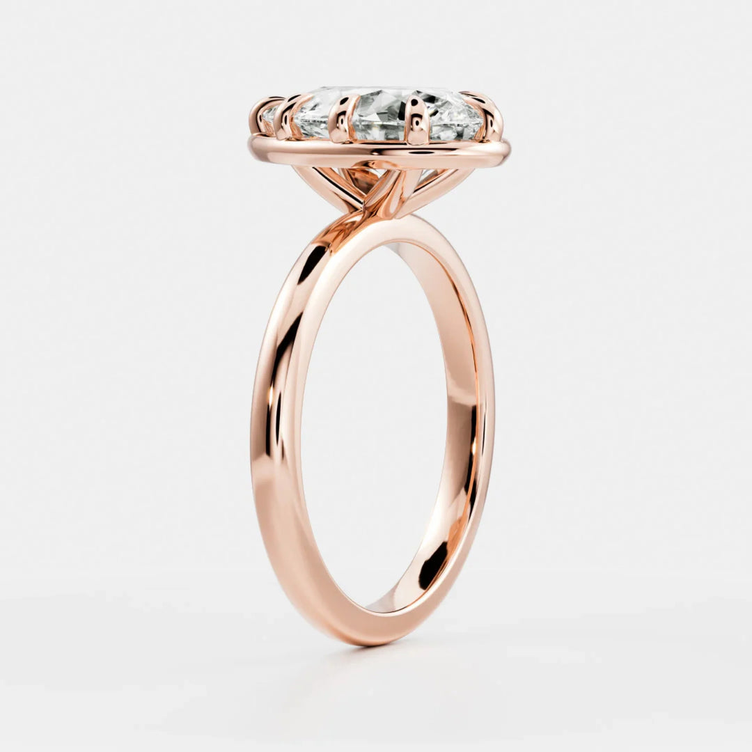 lab grown pear diamond engagement ring bezel set solitaire USA
