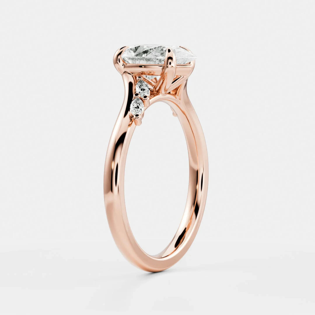 lab grown pear diamond cluster engagement ring E/VS1 IGI certified