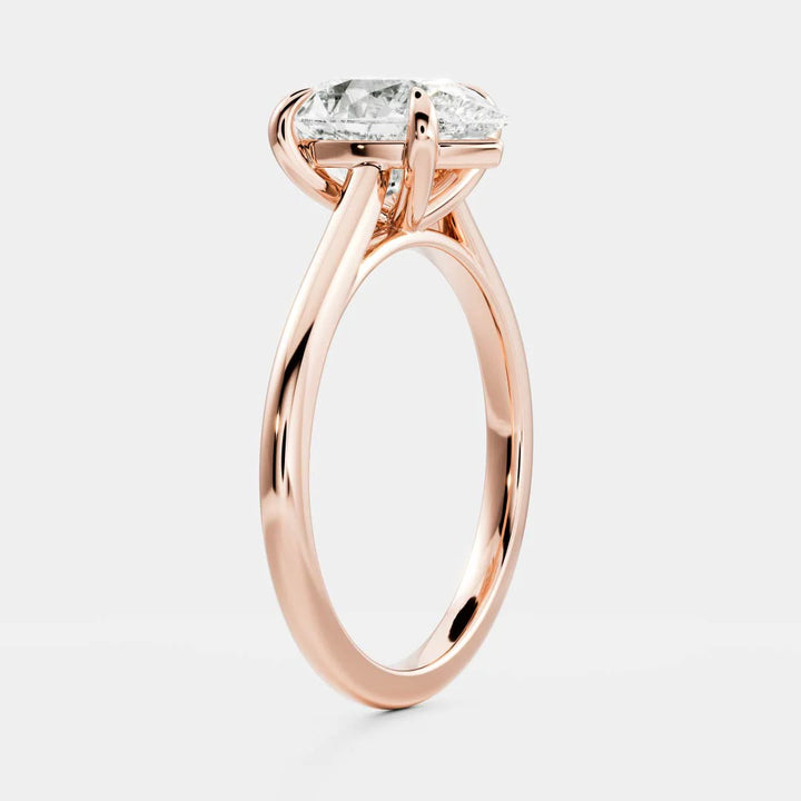 lab grown pear diamond cathedral engagement ring IGI USA