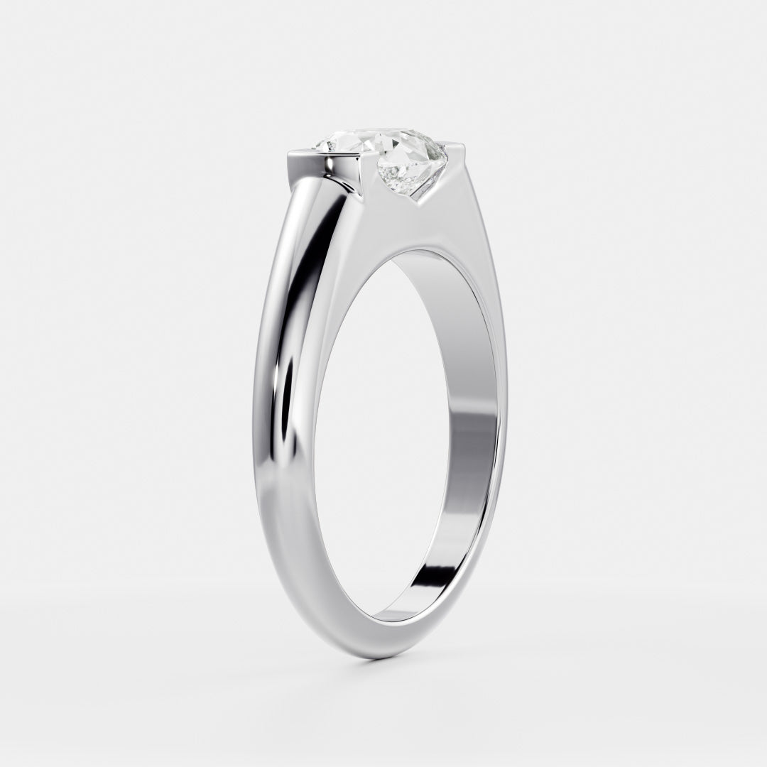 lab grown pear half bezel diamond signet ring IGI certified USA