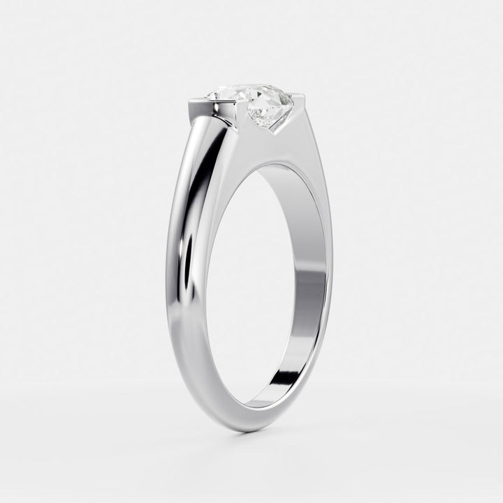 lab grown pear half bezel diamond signet ring IGI certified USA
