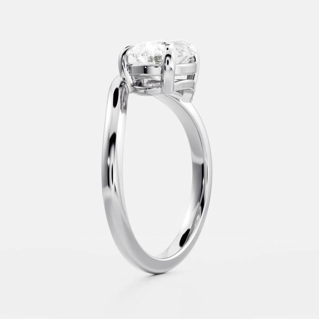 horizontal pear curved solitaire engagement ring lab grown diamond USA