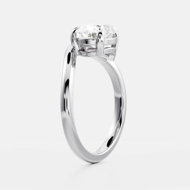 horizontal pear curved solitaire engagement ring lab grown diamond USA