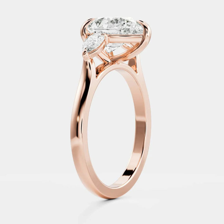 lab grown pear diamond three stone ring IGI certified USA