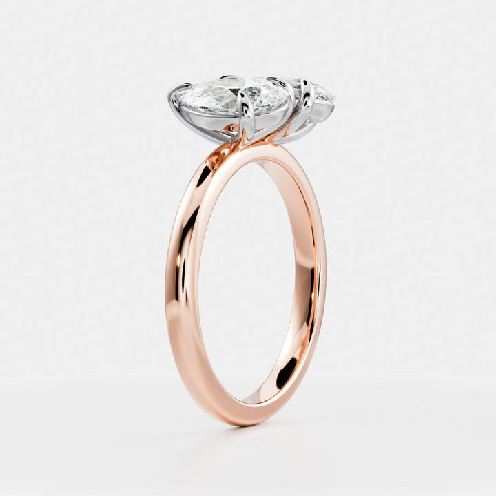 minimalist pear toi et moi engagement ring lab diamond USA 1ct