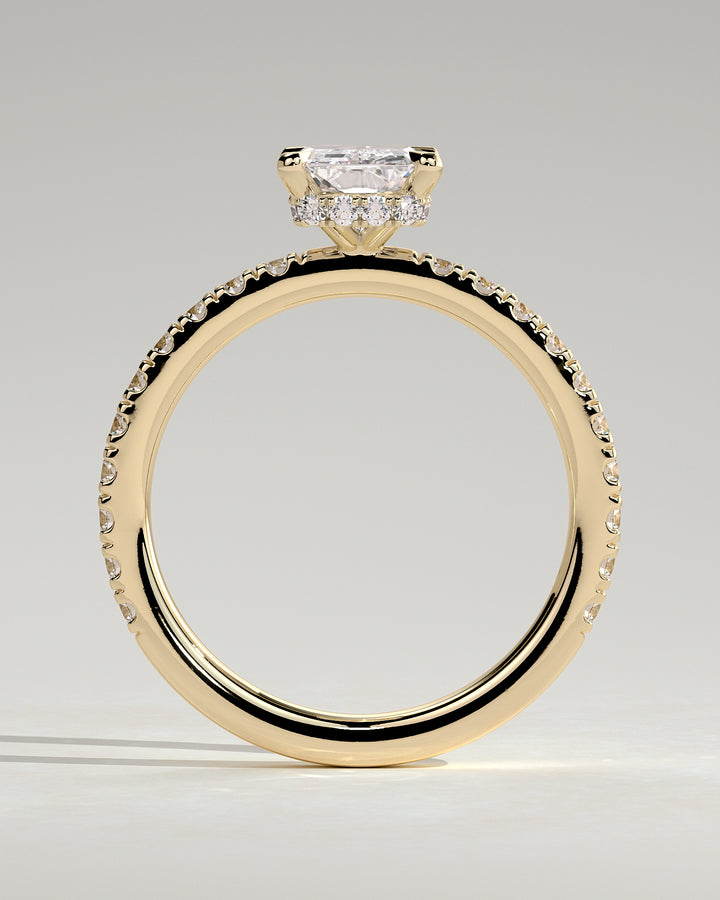 IGI certified radiant hidden halo engagement ring pavé wrap band 2ct