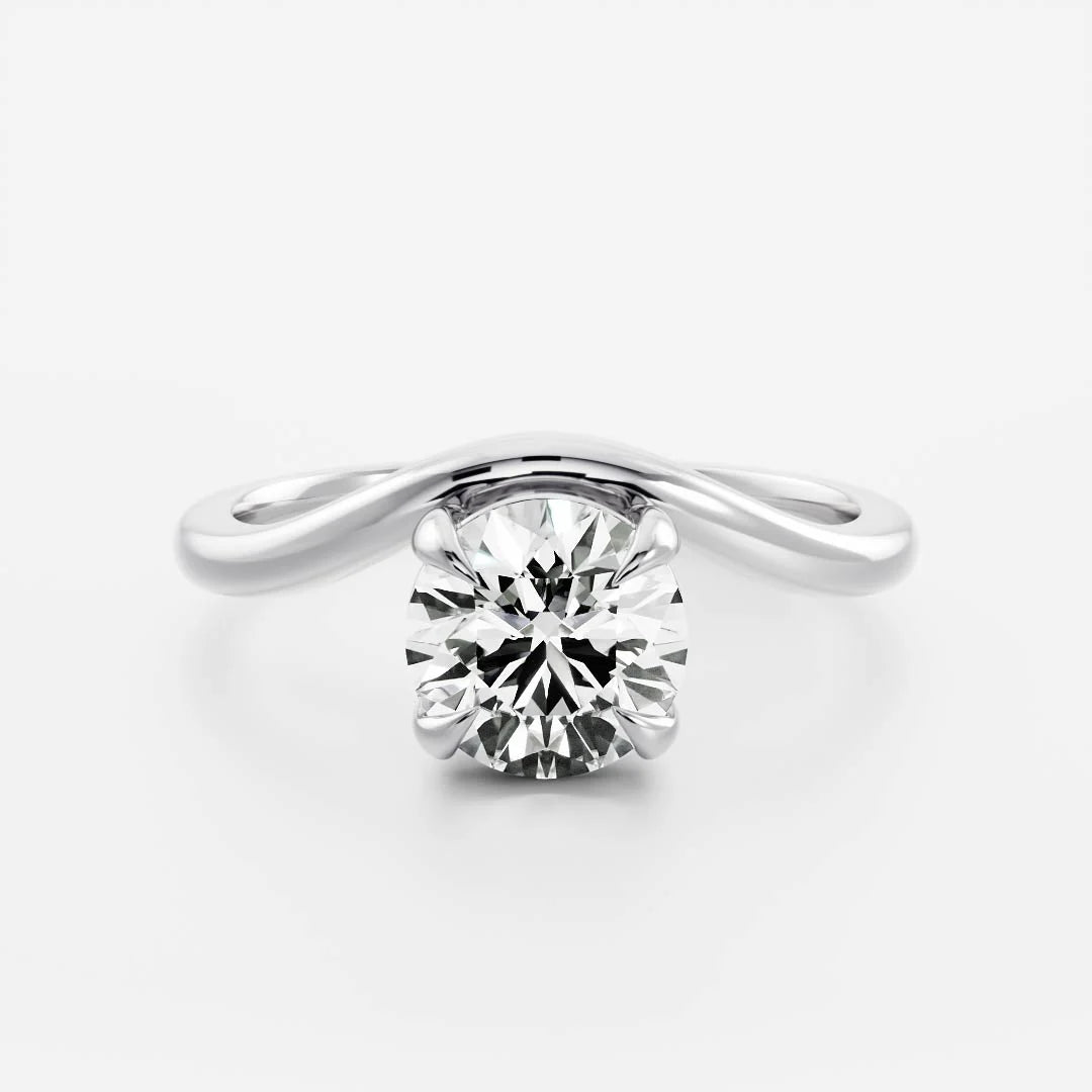 minimalist round curved solitaire engagement ring lab diamond USA 1ct