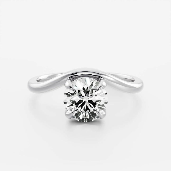 minimalist round curved solitaire engagement ring lab diamond USA 1ct