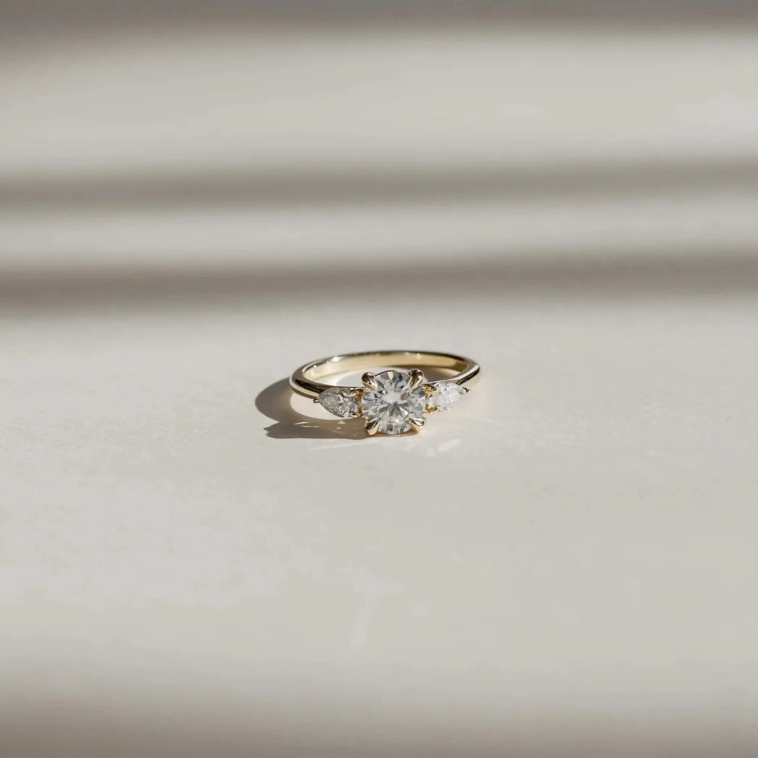 round cut engagement ring with side stones lab diamond IGI USA