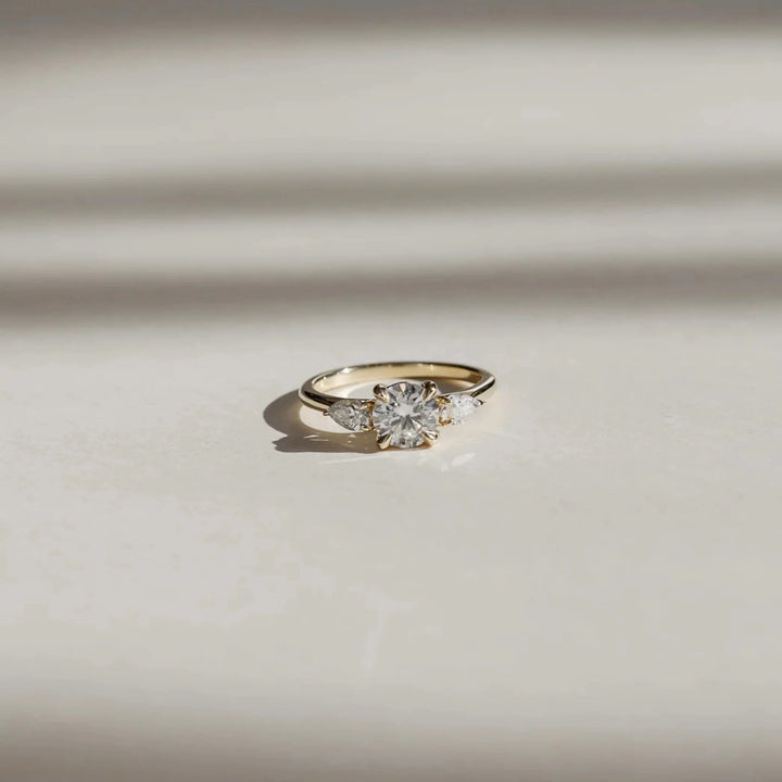 round cut engagement ring with side stones lab diamond IGI USA