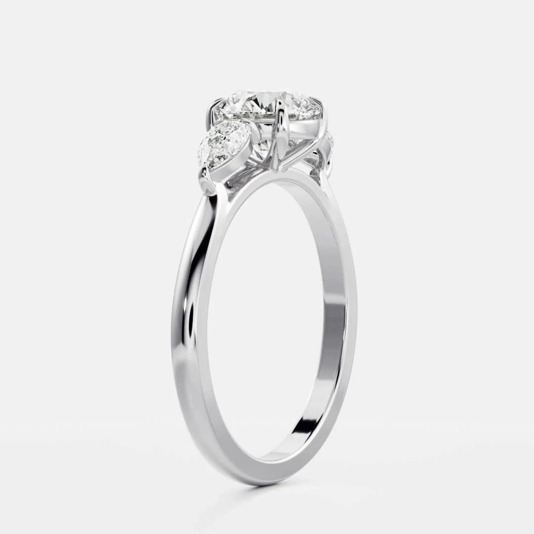 lab grown round diamond three stone ring IGI certified USA