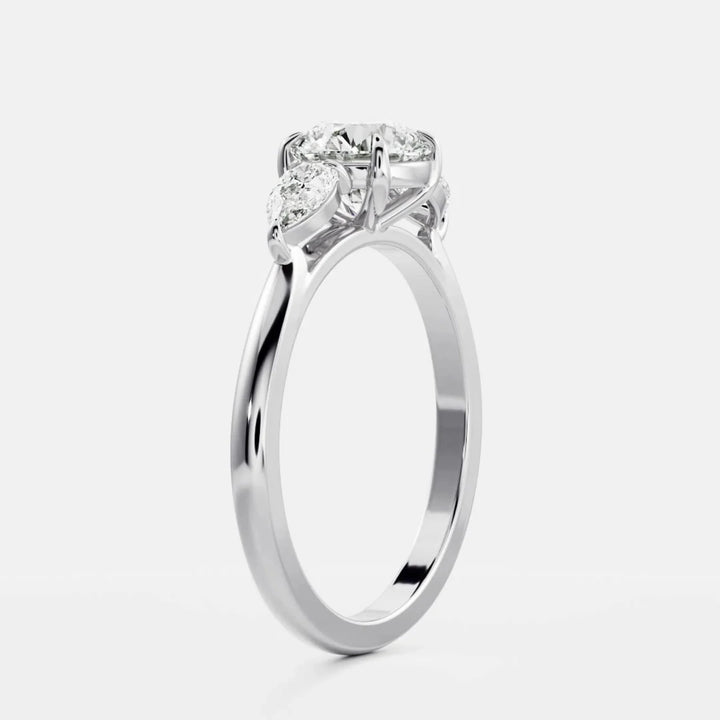 lab grown round diamond three stone ring IGI certified USA