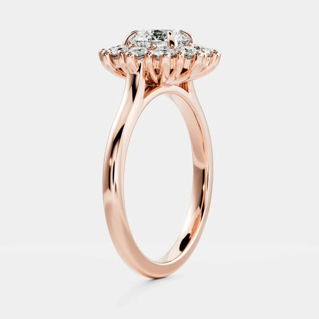 lab grown round diamond halo cluster ring IGI certified USA