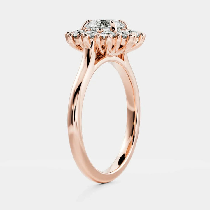 lab grown round diamond halo cluster ring IGI certified USA