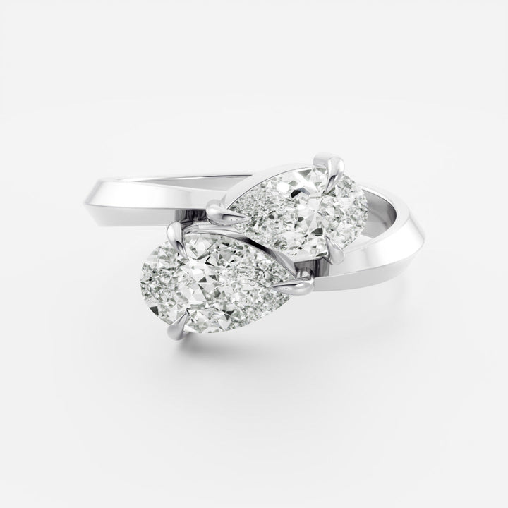 minimalist twisted knife edge toi et moi pear ring IGI USA 1ct