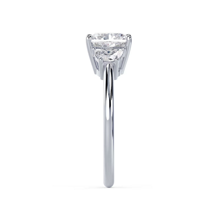 lab grown cushion diamond three stone engagement ring elegant design