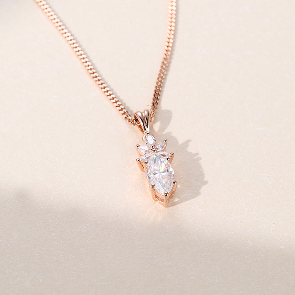 Marquise Cut Cluster Lab Grown Necklace For Women
