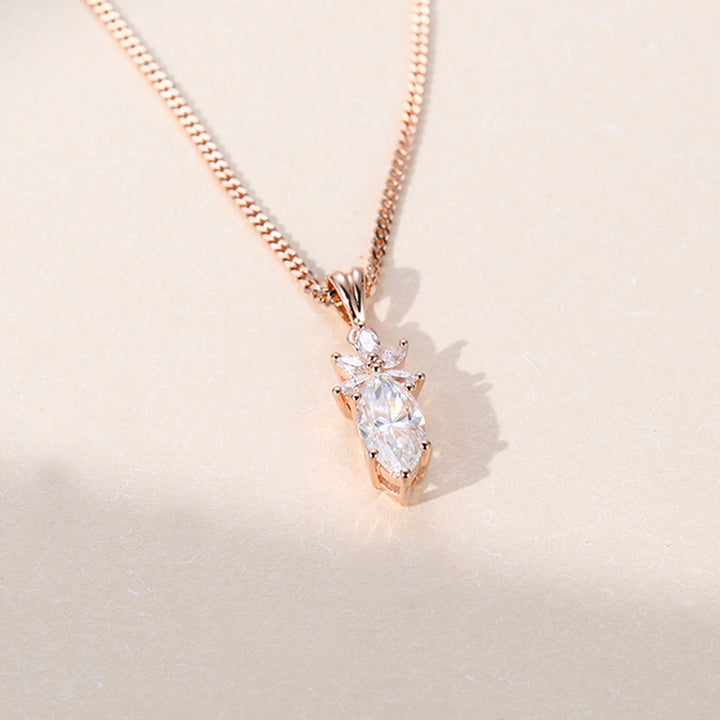 Marquise Cut Cluster Lab Grown Necklace For Women