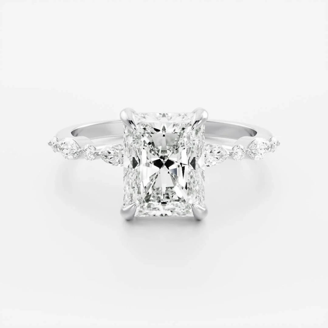 2.0CT Radiant Cut IGI Certified CVD Diamond Pave Engagement Ring