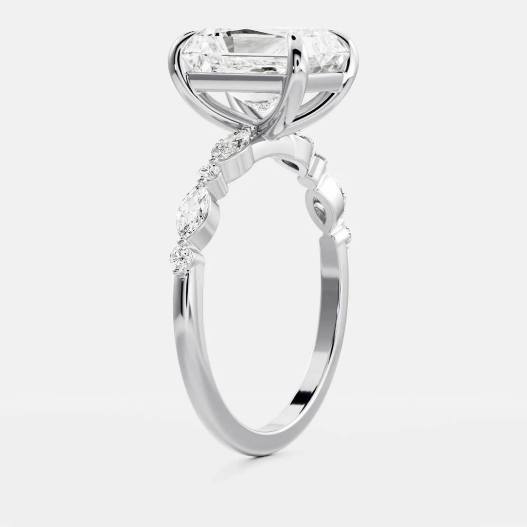 2.0CT Radiant Cut IGI Certified CVD Diamond Pave Engagement Ring