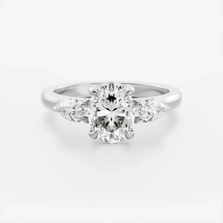 1.50CT Oval Cut Lab Grown Diamond Three Stone Engagement Rings