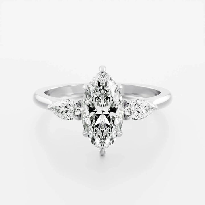 2.50CT Marquise Cut Lab Grown Diamond Three Stone Engagement Rings