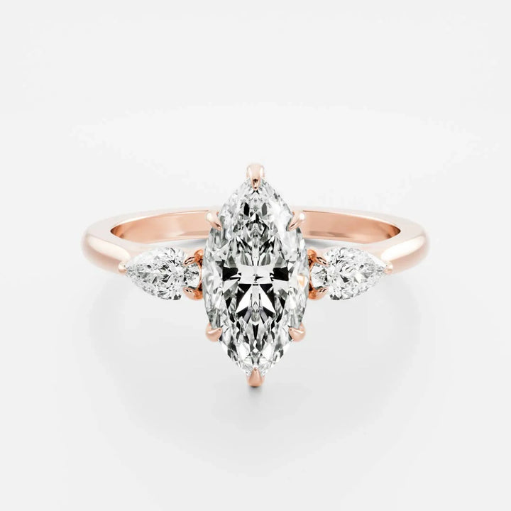 2.50CT Marquise Cut Lab Grown Diamond Three Stone Engagement Rings