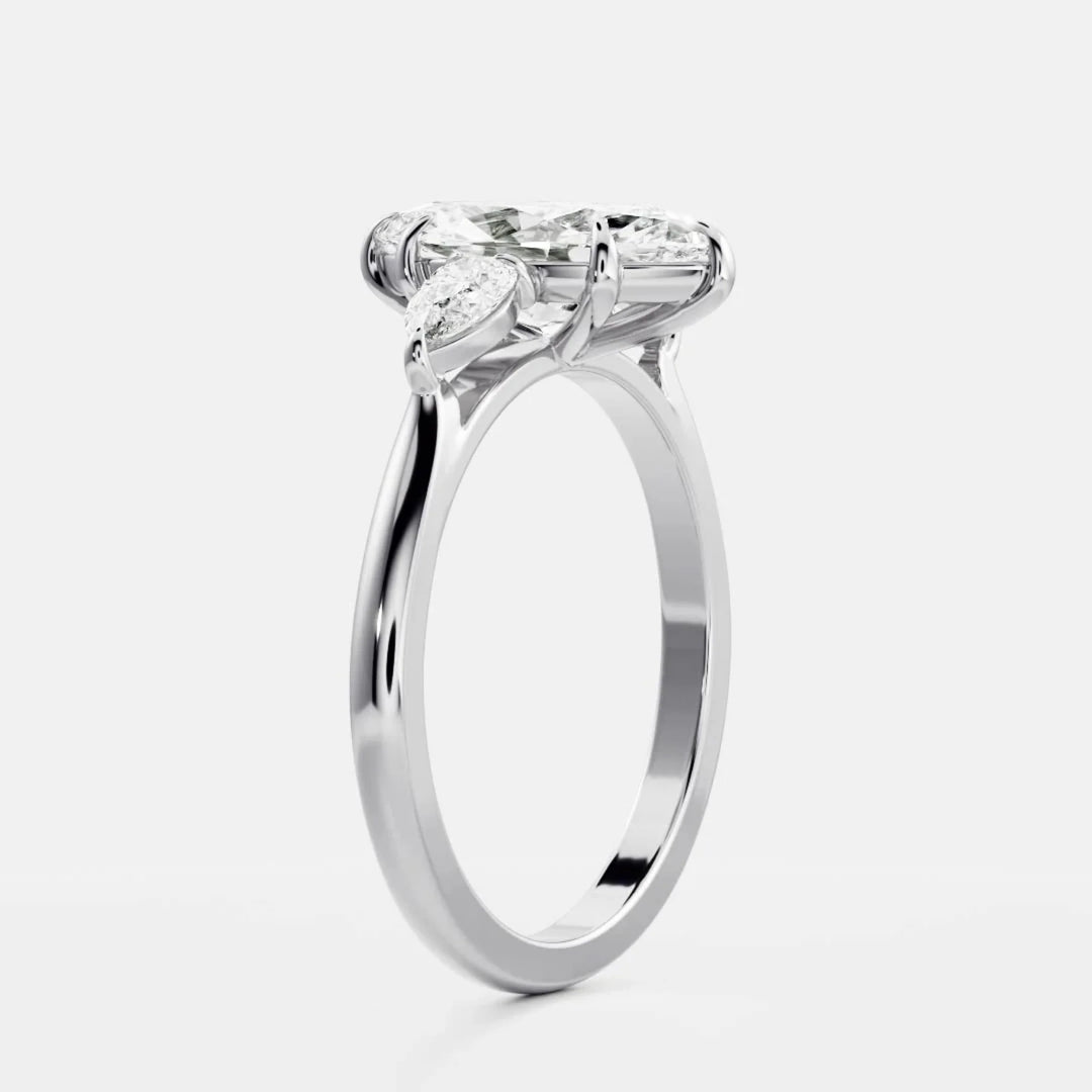 2.50CT Marquise Cut Lab Grown Diamond Three Stone Engagement Rings