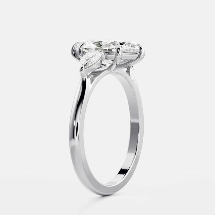 2.50CT Marquise Cut Lab Grown Diamond Three Stone Engagement Rings
