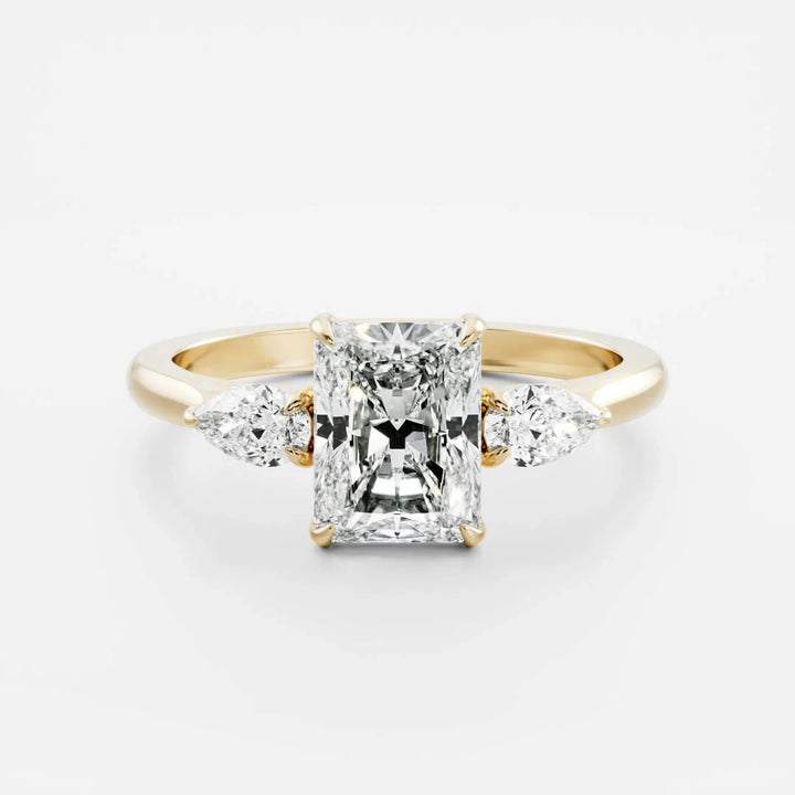 2.50CT Radiant Cut Lab Grown Diamond Three Stone Engagement Rings