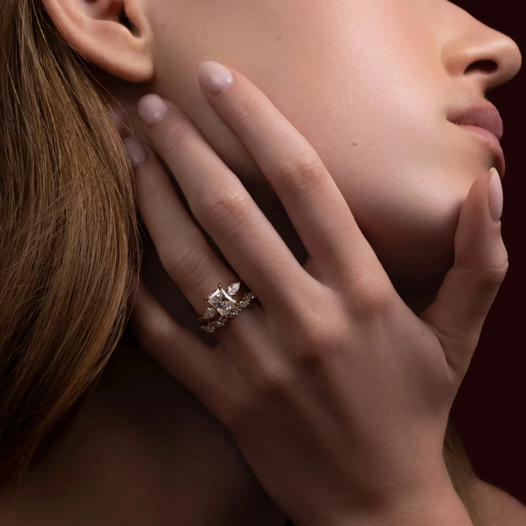 2.50CT Radiant Cut Lab Grown Diamond Three Stone Engagement Rings